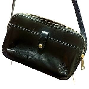 Patrica Nash Black Leather Alessa Crossbody Bag With Gold Tone Hardware